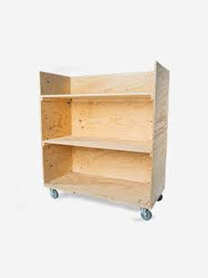 Wooden rolling office computer cart