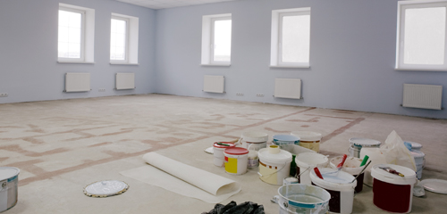 Empty office space being painted